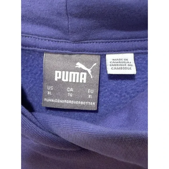 Puma Women's XL Logo Tape Hoodie Purple Athleisure Streetwear Pullover New - Picture 4 of 7